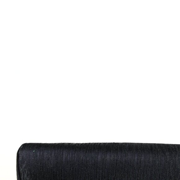 Vintage 1960s Navy Slubbed Linen Clutch Gold Lever Closure Textured Fabric - Picture 8 of 11